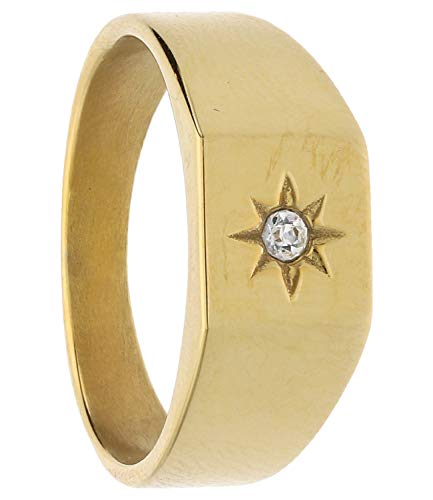 SIX Anillo de acero inoxidable dorado con diseño de estrella y brillantes (592-874) SIX Anillo de acero inoxidable dorado con diseño de estrella y brillantes (592-874)