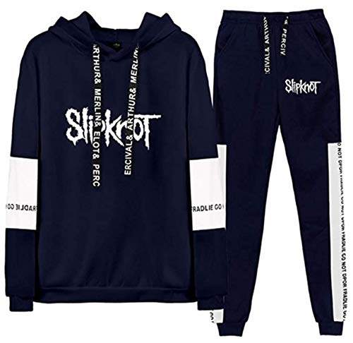 S.l.i.p-k.n.o.t Conjunto de ropa de manga larga para hombres y mujeres Sudadera con capucha + pantalón largo (4,XL)