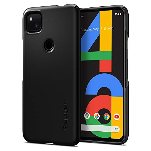 Spigen Funda Thin Fit Compatible con Google Pixel 4a (2020), Diseño estilizado y Compacto - Negro Mate