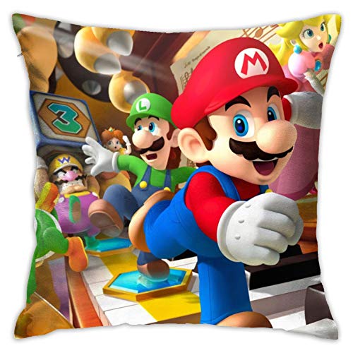 Super Mario-Party - Fundas de cojín cuadradas para sofá, silla, cojines decorativos, fundas de almohada para sala de estar, cama, coche, funda de almohada de 45,7 x 45,7 cm