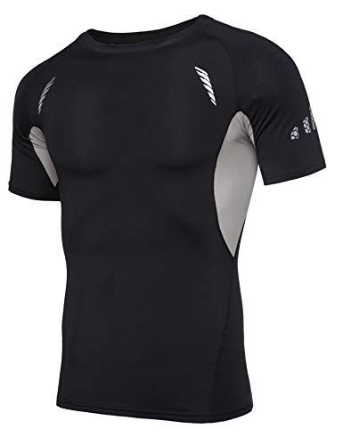 Sykooria Camiseta de Compresión para Hombre Ropa Deportiva de Manga Corto de Transpirable y Secado Rápido Correr Gym Entrenamiento Ciclismo