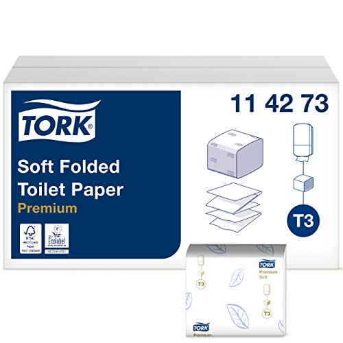 Tork 114273 Papel higiénico plegado Premium/Compatible con el sistema T3 / 2 capas/Blanco