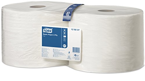 Tork 129237 Papel básico de dos capas/Paños de papel compatibles con el sistema W1 de Tork/Universal/2 x bobinas de 510 m/color blanco