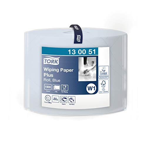 Tork 130050 Papel de secado extra de dos capas/Paños de papel compatibles con el sistema W1 / Premium / 1 x bobina de 510 m/azul