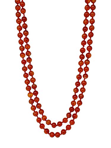 TreasureBay Collar 3 en 1 de 8 mm con cuentas de ópalo natural de 120 cm, para mujer (ópalo marino)