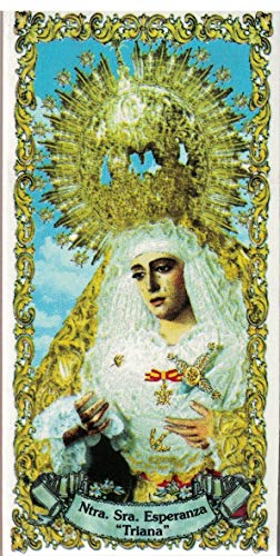 Virgen de la Esperanza de Triana de Sevilla. Azulejo fabricado artesanalmente para decorar. Cerámica para colgar. Calca cerámica (15x20 cms)