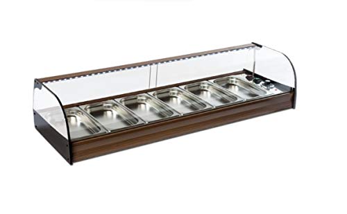 Vitrina expositora barra bar, caliente de CALOR SECO Ideal para la exposición de tapas calientes con Cubetas Gastronorm incluidas en la vitrina.