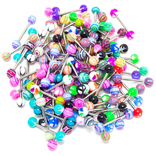 VORCOOL - Lote de 20 piercings coloridos para lengua, color aleatorio