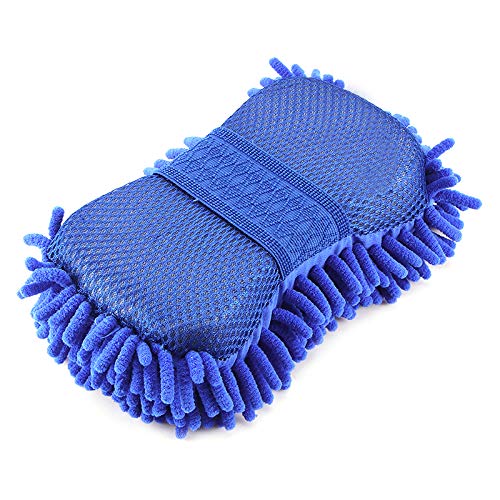 Winbang - Esponja de microfibra estilo coral para lavado de coche; esponja antiarañazos anfibia, para limpieza en seco y húmedo; para coche, cristal, cerámica, azulejos, color azul