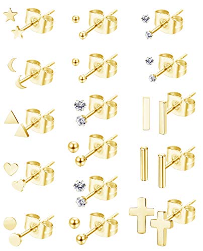 YADOCA 16 Pares Acero Inoxidable Pendientes para Mujer Niñas Conjunto Corazon Estrella Luna Triángulo Bar Cruz Pendientes Hélix Piercing Oreja Cartilago Pendientes Plata Oro Rosa YADOCA 16 Pares Acero Inoxidable Pendientes para Mujer Niñas Conjunto Corazon Estrella Luna Triángulo Bar Cruz Pendientes Hélix Piercing Oreja Cartilago Pendientes Plata Oro Rosa