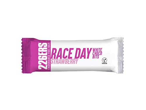 226ERS Endurance Fuel Bar Race Day, Barritas Energéticas Veganas con Choco Bits, Fresa y Trozos de Chocolates Blanco - 30 barras x 40gr