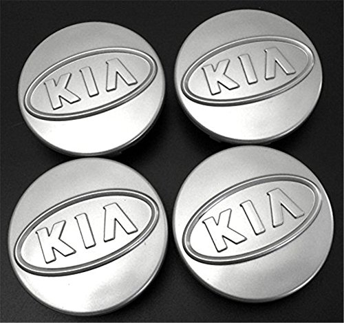 4 tapacubos de 59 mm – 60 mm para Kia Alloy Runner, tapas de centro de buje, Kia, logotipo gris, juego de cuatro chapas (60 mm)