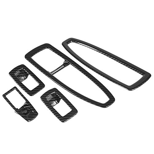 5 piezas de embellecedor de cubierta de botón de ventana, embellecedor de botón de ventana, estilo de fibra de carbono de plástico ABS duradero para BMW Serie 3 F30 13-18