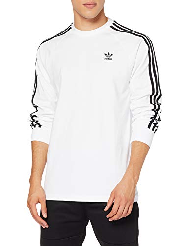 adidas 3-Stripes LS T Camiseta de Manga Larga, Hombre, White, XS