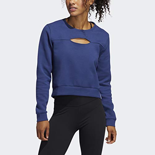 adidas 3s Performance Sweatshirt Sudadera con Capucha, Tech Indigo/Blanco, S para Mujer