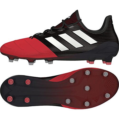 adidas Ace 17.1 Leather Fg, Botas de Fútbol para Hombre, Negro (Core Black/Footwear White/Red), 46 EU