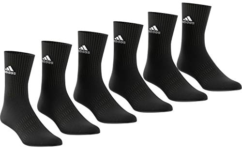 adidas CUSH CRW 6PP Socks, Unisex adulto, Top:Black/Black/Black/Black Bottom:Black/Black, S