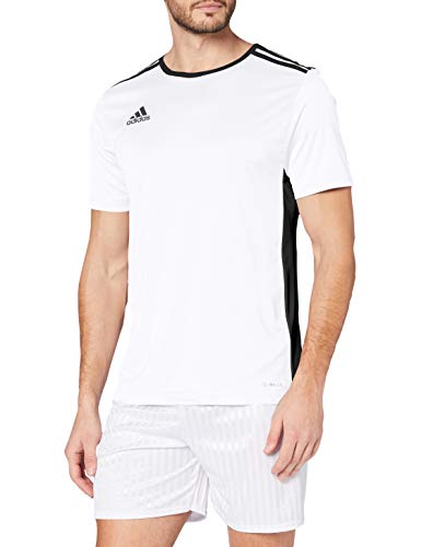 adidas Entrada 49 Camiseta de Fútbol para Hombre de Cuello Redondo en Contraste, Blanco (White/Black), XS