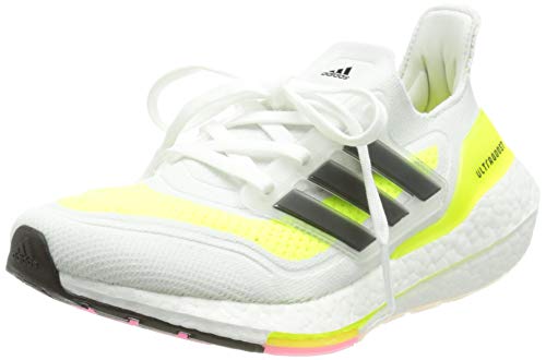 adidas Ultraboost 21 W, Zapatillas para Correr Mujer, FTWR White/Core Black/Solar Yellow, 38 EU