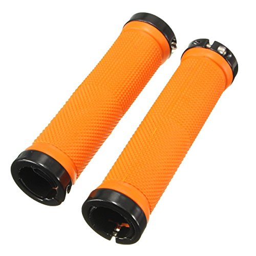 Agarre de manillar de bicicleta - SODIAL(R) 1 par tornillo de maneja de bici apretones de manillar de bicicleta MTB BMX de color naranja