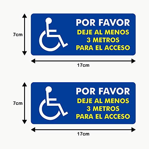 Autodomy Pegatinas Discapacitado Minusválido por Favor Dejé al Menos 3 Metros para el Acceso Pack 2 Unidades para Coche Furgoneta Camión (Uso Externo)