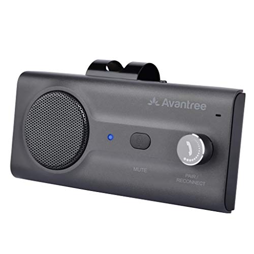 Avantree CK11 Kit Bluetooth Manos Libres Coche, Altavoz Fuerte, Conecta con Siri, Google Asistente, Movimiento Automático Activado, Botón de Volumen, Manos Libres Inalámbrico para Visera - Titanio