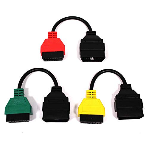 BeMatik - Cable adaptador de conector OBD II a Fiat Alfa-Romeo para FiatECUscan kit 3 cables