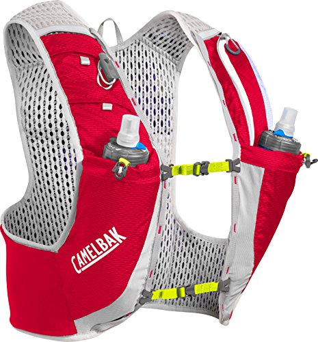 Camelbak Ultra Pro Vest Paquete de hidratación de 17 onzas, paquete mediano, color rojo carmesí/lima