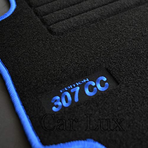 Car Lux AR02816 - Alfombras Alfombrillas Medida Edition Velour Ribete Azul para el 307cc 307 CC