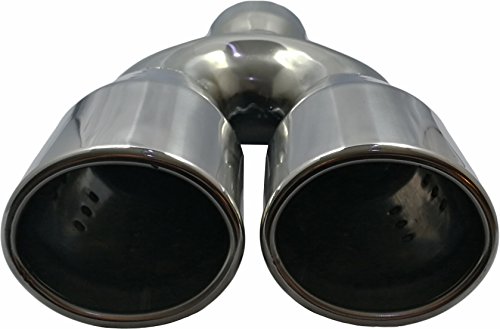 Cartuner - Tubo de escape ovalado (2 x 80 x 70 mm, acero inoxidable, efecto de escape, absorción de 38-55 mm)