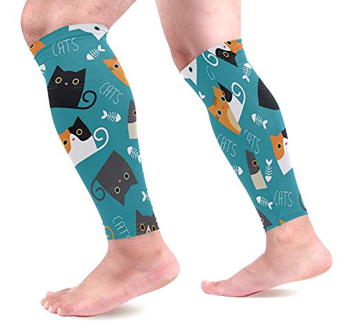 Cats with Fish Bone Calf Compression Sleeve Sport Leg Support Guard Compression Calf Sleeves Leggings for Outdoor Sports Running Cycling Basketball 1-Pair Fashion3896