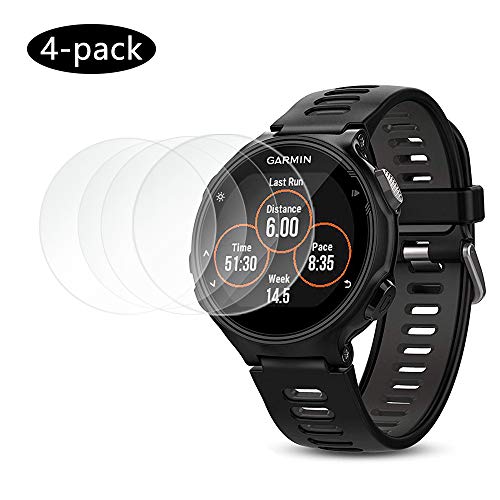 CKANDAY 4 Pantalla Protector de Paquetes Compatible con Garmin Forerunner 735XT, película Protectora de Vidrio Templado Reloj Inteligente para 735 XT Anti-Scratch 0.3mm 2.5D High Definition 9H Shield