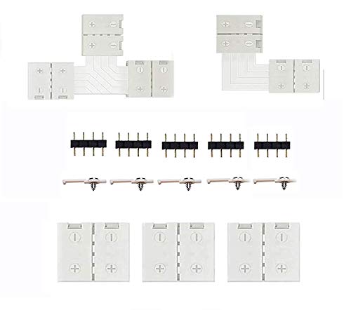 Conectores de Luces de Tira LED para adaptador de tira de 10 mm de RGB SMD 5050, tira de luz LED 12 V-24 V, incluye 15 piezas de accesorios sin soldadura, proporciona de piezas para bricolaje Conectores de Luces de Tira LED para adaptador de tira de 10 mm de RGB SMD 5050, tira de luz LED 12 V-24 V, incluye 15 piezas de accesorios sin soldadura, proporciona de piezas para bricolaje