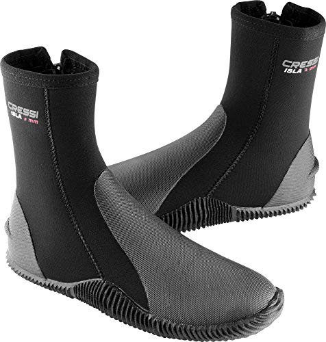 Cressi Isla Botas de Buceo con Suela y Cremallera, 3mm, Unisex Adulto, Negro (Black/Black), L Cressi Isla Botas de Buceo con Suela y Cremallera, 3mm, Unisex Adulto, Negro (Black/Black), L