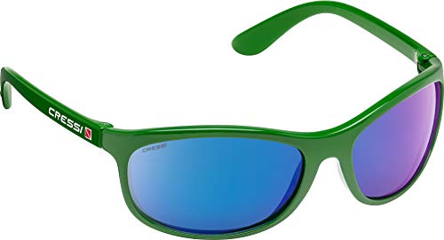 Cressi Rocker Floating Sunglasses Gafas de Sol Deportivas Flotantes con Estuche Rígido, Unisex Adulto, Verde/Lentes Espejadas Verde, Talla Única