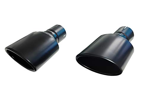 Doble tubo de escape, ovalado, negro, 120 x 80 mm, 50 mm, conexión de acero inoxidable, edición exclusiva Black