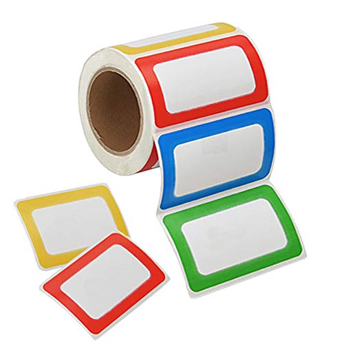 Etiquetas de Nombre Colorida de Borde Etiquetas Adhesivas - 200 Etiquetas - 89 x 57 mm - Etiquetas Personalizadas para Marcar Regalos, Cocina, Ropa, Frascos, Oficina Carpetas