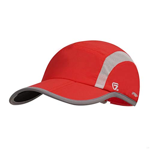 GADIEMENSS Quick Dry Sports Hat Lightweight Breathable Soft Outdoor Running Cap (Folding Series,Red)
