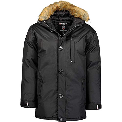 Geographical Norway AGADA MEN - Chaqueta Acolchada Hombre - Chaqueta Abrigo Forro Invierno - Chaqueta Cortavientos De Manga Larga - Acolchado De Calidad De Tejido Ligero NEGRO XL