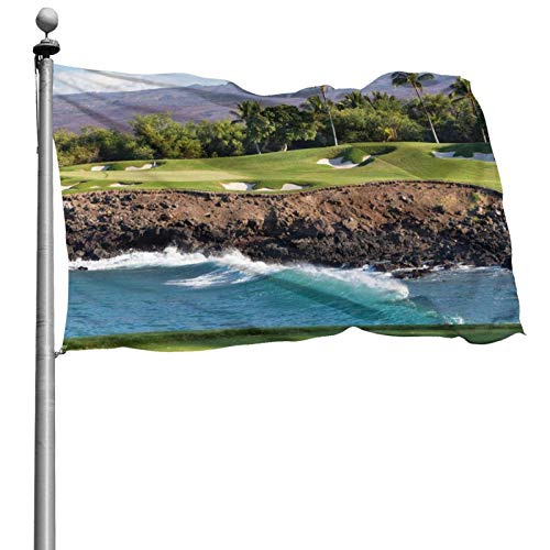 GKAOSPLSR Bandera de jardín de Hawai Beach Golf Course con doble costura con ojales de latón de 10,6 x 15,2 m de bienvenida, banderas de brisa para patio, interior y decoración de casa