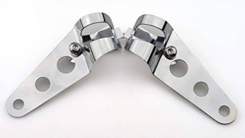 IGUANA CUSTOM PARTS - Pack de soportes cromados universales tipo abrazaderas para anclar faros de moto, intermitentes o cúpulas en horquillas de 23mm a 30mm, IGUANA CUSTOM PARTS - Pack de soportes cromados universales tipo abrazaderas para anclar faros de moto, intermitentes o cúpulas en horquillas de 23mm a 30mm,