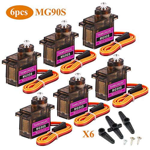 Innovateking-EU 6Pcs MG90S Metal Gear Micro Servo Motor 9G para Smart Robot Car Helicopter Plane Boat