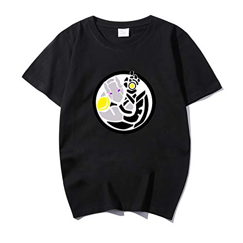 JoJo's Bizarre Adventure Cotton T-Camisas,Anime Japonés T Impresa-Camisas Cuello Redondo T-Camisas(Blanco Negro Púrpura)-k 2XL