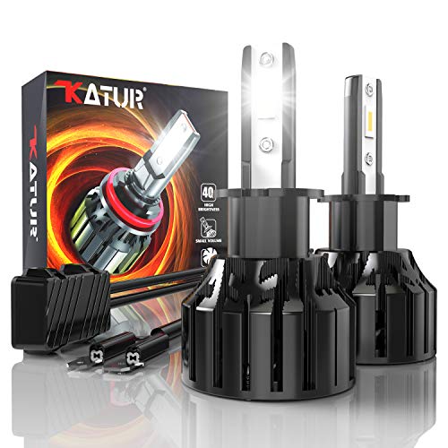 KATUR Bombilla H3 Led, 80W 16000LM 6000K Blanco frío 400% Brillo Superbrillante ángulo de haz ajustable de 360 grados Bombillas H3 Led Coche Xenon Kit de conversión IP65 Impermeable, 1 par KATUR Bombilla H3 Led, 80W 16000LM 6000K Blanco frío 400% Brillo Superbrillante ángulo de haz ajustable de 360 grados Bombillas H3 Led Coche Xenon Kit de conversión IP65 Impermeable, 1 par
