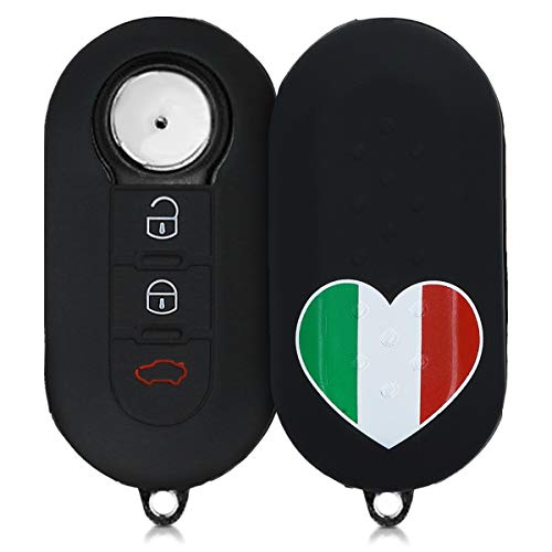 kwmobile Funda Compatible con Fiat Lancia Llave de Coche Plegable de 3 Botones - Carcasa Protectora Suave de Silicona - Italia en el corazón