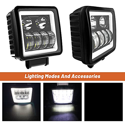 Mondeview Barra LED 300W 6000K 30000Lm 6 Cree Barra LED 4x4 6000K Evo Faro Moto Cuadro Ip67 barra LED 12v De Lente Brillante Extremadamente Alto Con Ojos De Ángel Angel Eyes Para 4x4 Coche Moto Patio