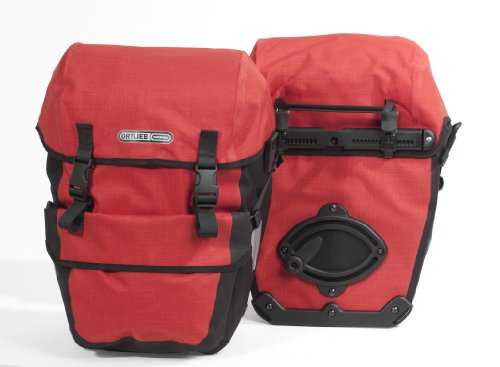 Ortlieb Travel Bike-Packer Plus - Alforjas y Pantalones de Ciclismo con Bolsillos, Color Rojo, Negro