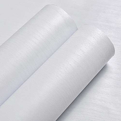 Papel Pintado Vinilo Autoadhesivo Blanco Mate con Textura Papel Adhesivo para Muebles Cocina Film Adhesivo para Muebles 40X500cm