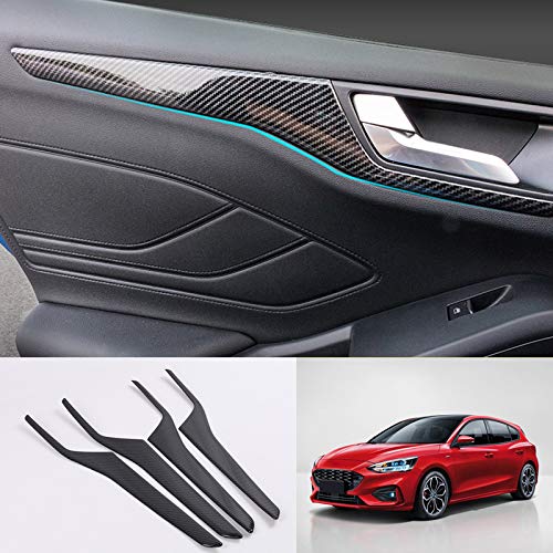 para Focus MK4 2019-2021 Hatchback 5 puertas Embellecedor Manija Plástico ABS 4 piezas (Color de fibra de carbono)