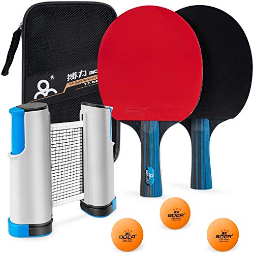 PGFUNNY Juego de ping pong de mesa, kit con red portátil retráctil, raqueta de tenis de mesa y pelotas de ping pong de 3 estrellas, accesorios para juegos profesionales y de ocio.